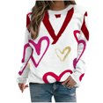 thumbnail image 1 of VALMASS Chandails en Molleton de la Saint-Valentin pour Femmes Manches Longues Col Rond Décontracté Mode Ample Blouses (S, Blanc-H), 1 of 4