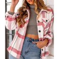 thumbnail image 2 of ORUYROP Womens Casual Plaid Shacket Button Down Long Sleeve Shirt, 2 of 5