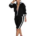 thumbnail image 1 of Innerwin Survêtements Veste et Shorts Femmes Deux Pièces Tenue de Sport Manches Longues Régulier Jogger Set Noir S, 1 of 2