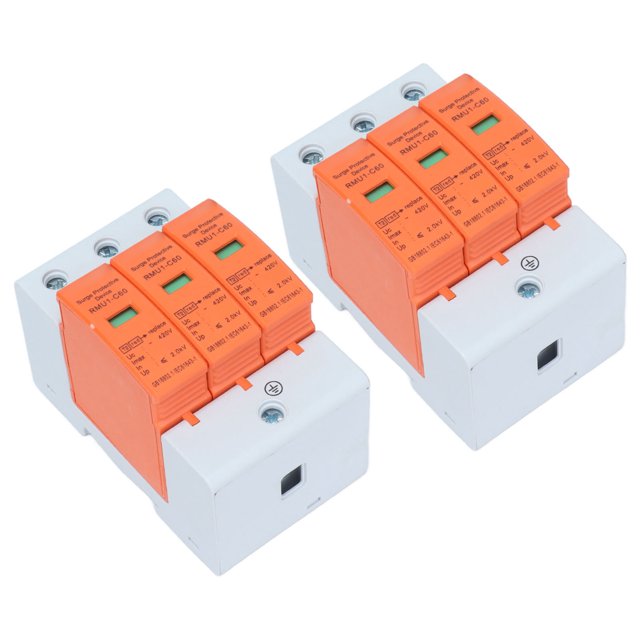 Surge Protector, RMU1-C60 AC 420V PC Shell 2Pcs Detachable 3P Arrester Device For Home Electronics Imax:20kA,Imax:40kA,Imax:60kA