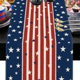 thumbnail image 1 of Amzcrzy Fête de l'Indépendance Américaine Patriotisme Chemins de Table Fête du 4 Juillet Nappes Décorations pour Cuisine Maison Salle à Manger 13X72 Pouces Rouge Blanc Bleu Étoile Nappes en Polyester, 1 of 6