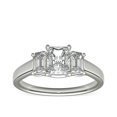 thumbnail image 1 of 1.00 Carat Excellent Radiant Cut Real Diamond Radiating Three Stone Wedding Ring for her Solid 14K White Gold Size 7, 1 of 1