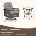 thumbnail image 3 of Gymax Set Of 3 Patio Swivel Rocker Set Gliding Bistro Furniture Set w/ Tempered Glass Table Gray, 3 of 4