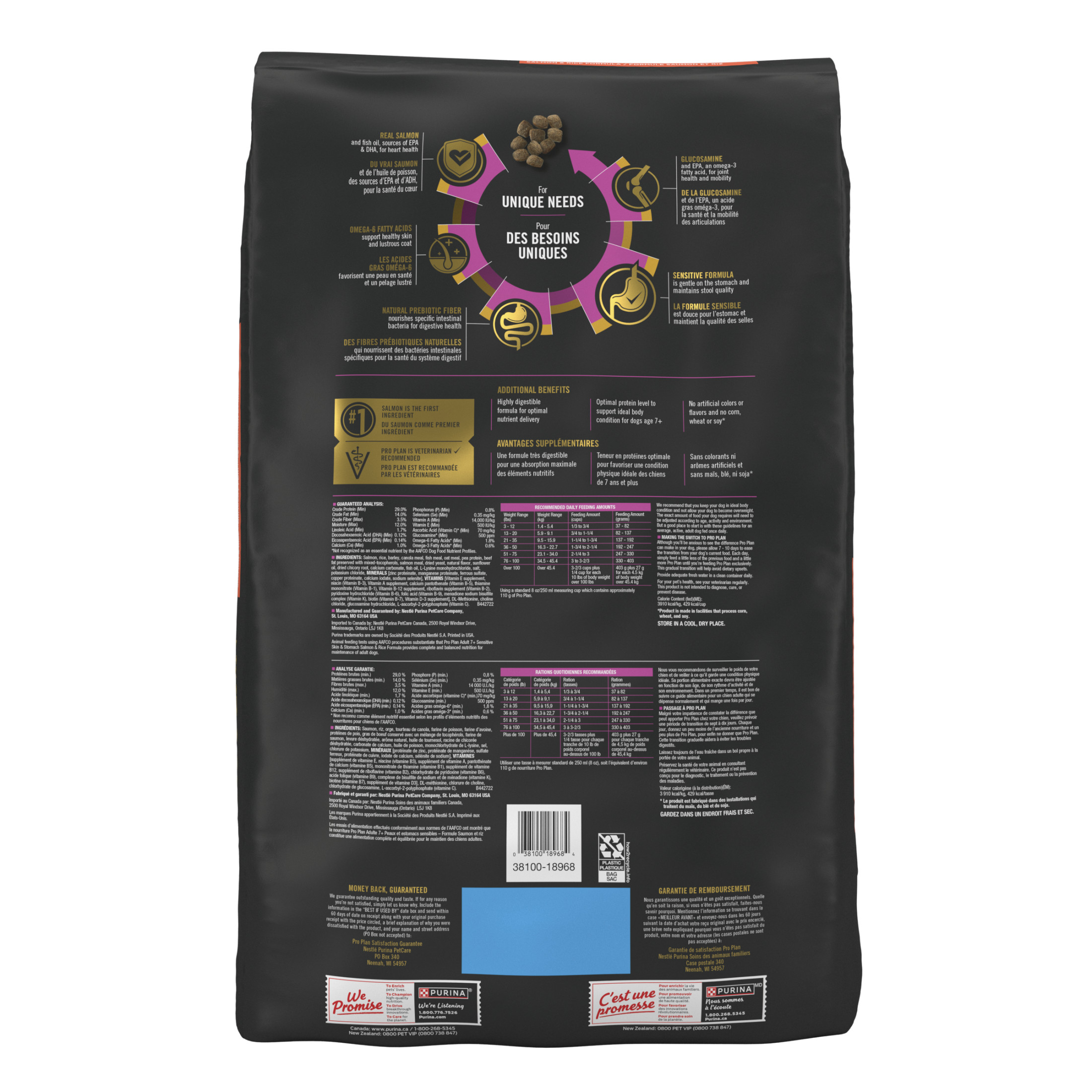 Purina Pro Plan Sénior Peau et Estomac Sensibles Adulte 7+ Saumon, Nourriture Sèche pour Chiens