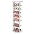 thumbnail image 1 of Gymax 7-Tier Wooden Shoe Rack Narrow Vertical Shoe Stand Storage Display Shelf White, 1 of 10