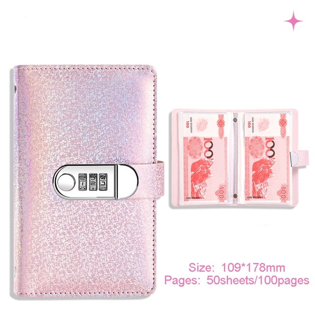 With Password Lock Saving Money Notebook PU Leather Budget Saving Book