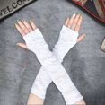 thumbnail image 4 of Breathable Fingerless Gloves Unisex Fingerless Gloves with Thumbhole Design Ripped Holes Decor Perfect for Adult Cosplay Punk, 4 of 5