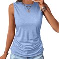 thumbnail image 1 of EGNMCR Camisoles pour Femmes Été Femmes Couleur Unie Col Rond Poche Sans Manches T-Shirt Décontracté Hauts Camisole, 1 of 9