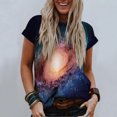 thumbnail image 3 of AherBiu T-Shirts à Manches Courtes pour Femmes Col Ras du Cou Imprimé Teinture sur Nœuds Été Décontracté Ample Haut T-Shirts Chemises, 3 of 6