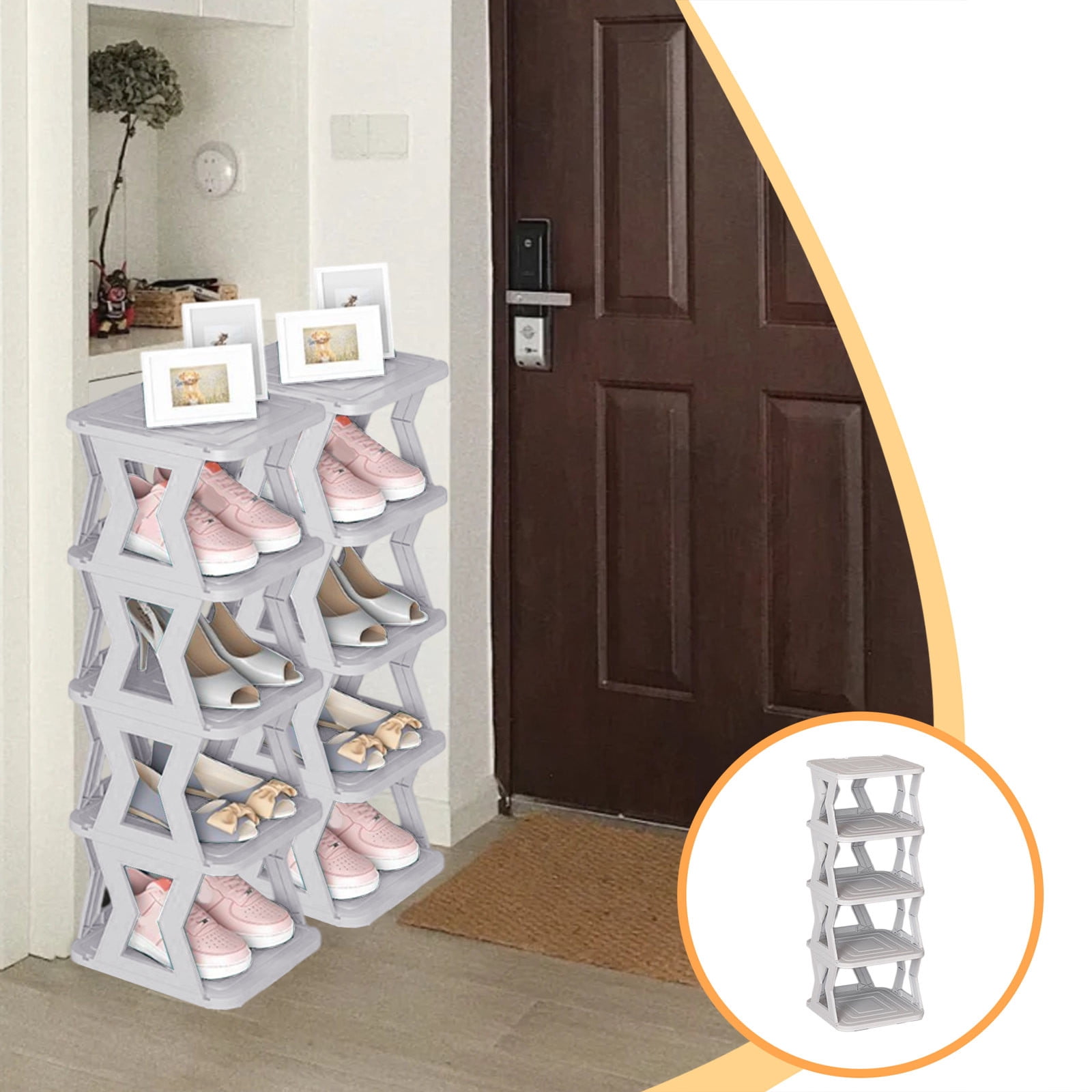 EGNMCR Shoe Rack 5 Tier Household Doorway Sturdy Narrow Small Crevice Entry Shoe Cabinet Multifunctional Shoe Storage Shelves For Bedroom Closet Entrance Hall Bedroom Shoe Rack