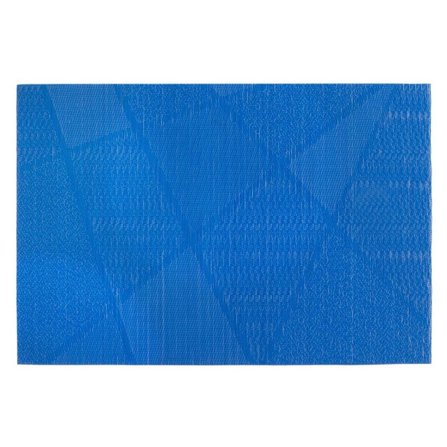 Napperon en Vinyle (Électrifiable) (Bleu) - Ensemble de 12 Napperons Rectangulaires en Vinyle Bleu avec Motif Géométrique Texturé, Mesurant 12 par 18 Pouces, Conçus pour Protéger les tables à Manger contre les Déversements et les Marques Tout en Supportant les Assiettes et la Vaisselle, Convient Aussi comme Tapis d'Espace de Travail.