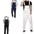 thumbnail image 3 of Men Pants Bib Overalls Solid Color Jumpsuit Jeans Suspender Pants, 3 of 6