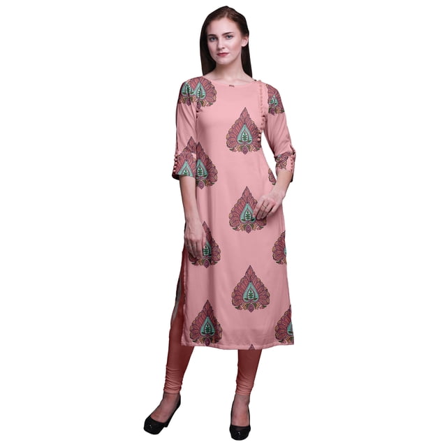 Bimba Robes Longues Droites pour Femmes Imprimées Manches 3/4 Vêtements Indiens