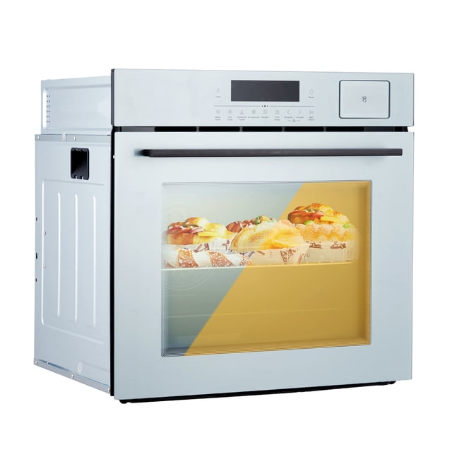 Single Wall Oven 24 in, Built-in Electric Ovens with 5 Automatic Recipes, 3000W, 240V, 2.5 CF Convection Built-in Oven, Stainless Steel, Touch Control, Timer, Safety Lock