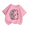 thumbnail image 3 of PMVFHDE Hauts pour Filles T-Shirts pour Filles T-Shirts Graphiques T-Shirts pour Fille Hauts d'Été Tendance pour Filles Hauts d'Été pour Fille T-Shirt Graphique Mignon pour Fille Col Rond Manches Courtes T-Shirt d'Été Rose, 5-6 Ans, 3 of 5