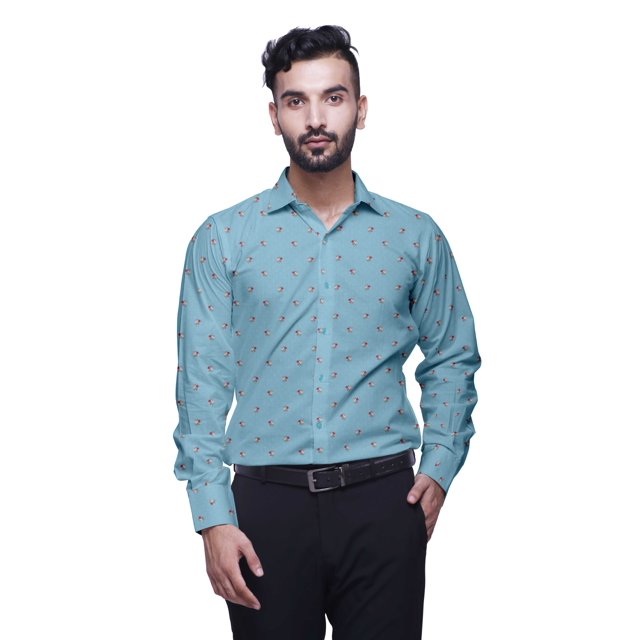 BESTMAN Formal Shirts For Men Slim Fit Printed Full Sleeve Shirts For Men