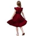thumbnail image 4 of XIMIN Robe d'Été Décontractée Élégante à Col Rond pour Préadolescentes, Robe Quotidienne à Manches Courtes à Cap, Robe de Couleur Unie, Robe Formelle à Manches à Volants, Robes Trapèze avec Ceinture, Robe de Fête Évasée à Taille Haute, 4 of 5
