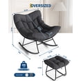 thumbnail image 2 of Oversized Papasan Rocking Chair with Footrest, 350Lbs Capacity Indoor/Outdoor Rocker, Metal Frame & Waterproof Cushion, Adjustable Patio Lounge Chair Rattan Egg Rocker, 2 of 7