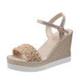 thumbnail image 2 of RKSTN Sandales pour Femmes Bout Ouvert Chaussures Décontractées Strass Confortables Plateforme Compensée Sandales Chaussures Souples Confortables, 2 of 5