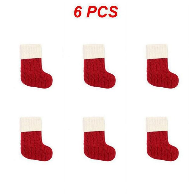 1~8PCS New Year Christmas Socks Red Snowflake Alphabet Letters Christmas knitting Stocking Christmas Tree Decoration For Home