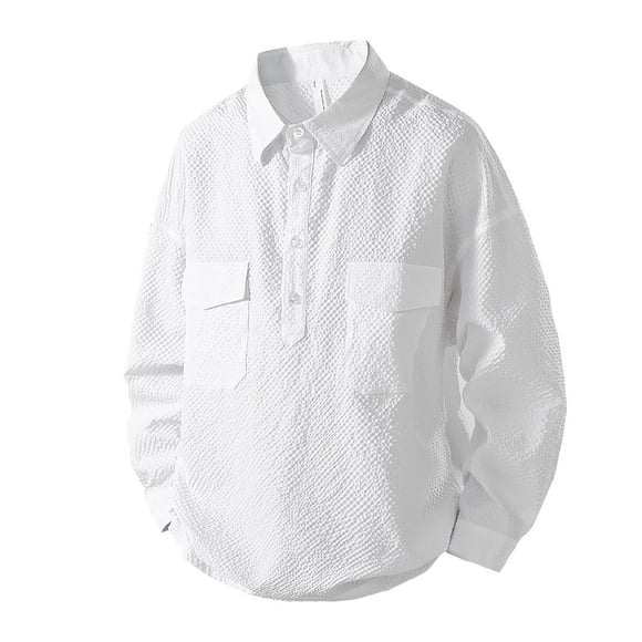 LNWUY Mens Fashion Solid Oxford Shirt Long Sleeve Dress Shirt Business Work Casual Button Down Shirts with Pocket White XL