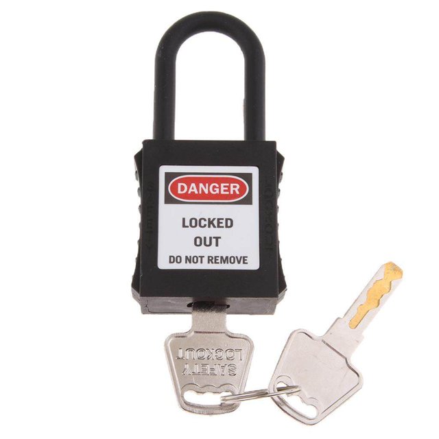 PL38-KD 38 mm PVC Curved Safety Lockout Lockout Padlock Padlock Black