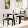 thumbnail image 3 of 3 Piece Dining Table Set for 2 – Space-Saving Kitchen Table with Metal Frame, Wood Grain Top, Upholstered Chairs – Perfect for Small Dining Room, Apartment, Studio, 3 of 9