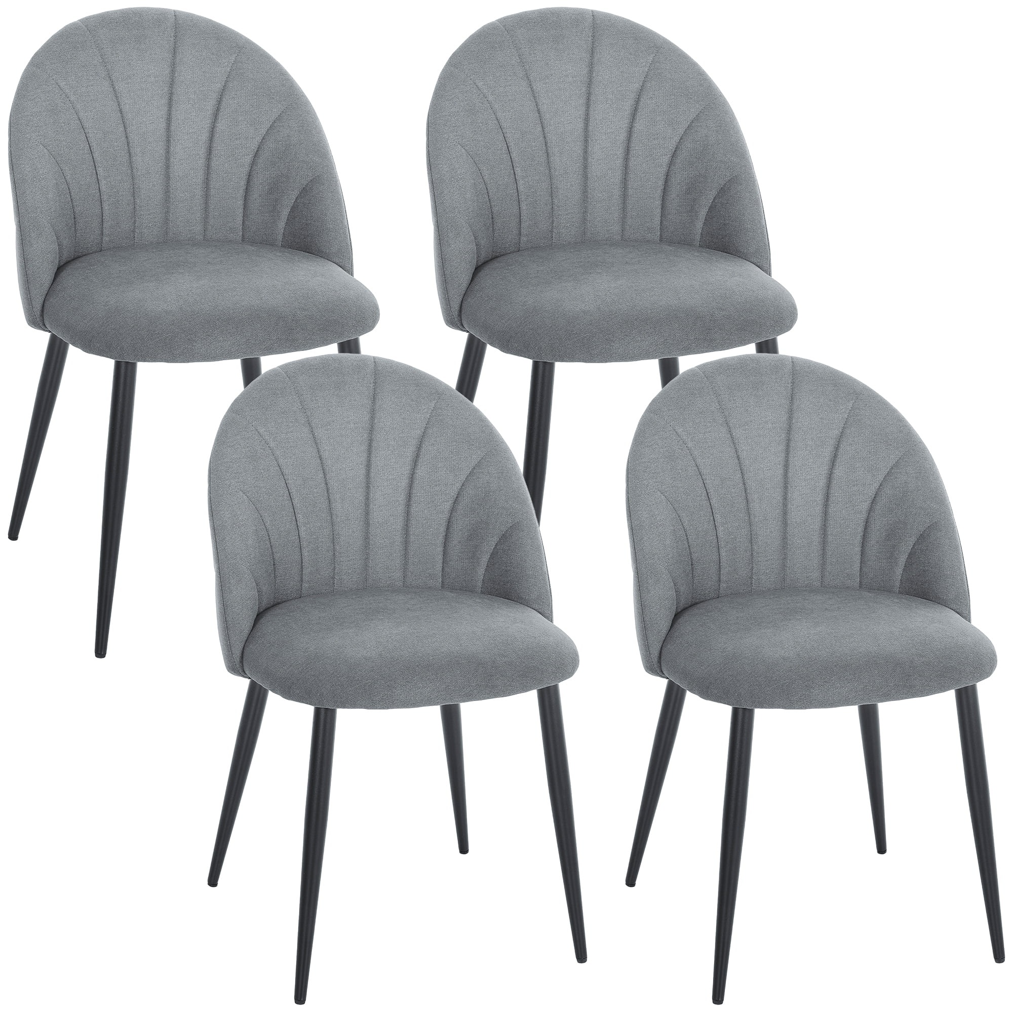 HOMCOM Dining Chairs Set of 4 Kitchen Chairs with Metal Legs Grey