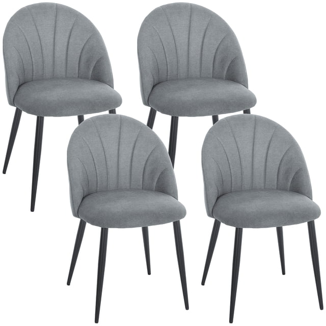HOMCOM Dining Chairs Set of 4 Kitchen Chairs with Metal Legs Grey