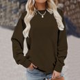 thumbnail image 4 of CEHVOM Femmes Manches Longues Chandails Décontractés Couleur Unie Col Rond Chandail en Molleton Chandail Tunique Ample Hauts Liquidation, 4 of 6
