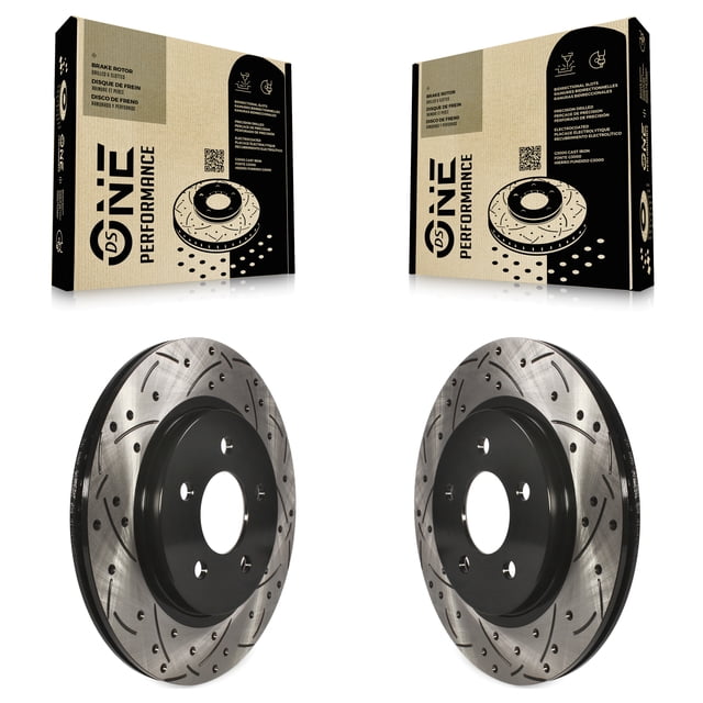 DS-One Rear Coated Drilled Slotted Disc Brake Rotors Pair for Car Ford Mustang KD-100117