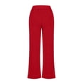 thumbnail image 5 of Timegard Wide Leg Pants for Women High Waist Side Split Loose Comfy Lounge Pants Fall Winter Solid Color, 5 of 5