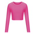 thumbnail image 5 of Timegard Womens Tops Ribbed Crewneck Long Sleeve Slim Comfy Tee Casual Crop Tops Bottom Blouse Fall, 5 of 5