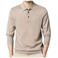 thumbnail image 1 of Men's Solid Color Shirt Collar Thin Long Sleeve Knit Sweater - Slim Fit Pullover Base Layer with Polyester Spandex Material, 1 of 4