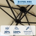 thumbnail image 4 of Garvee 10' x 6.5' Rectangular Patio Umbrella with Crank & Push Button Tilt, 6 Sturdy Ribs, Beige, 4 of 7