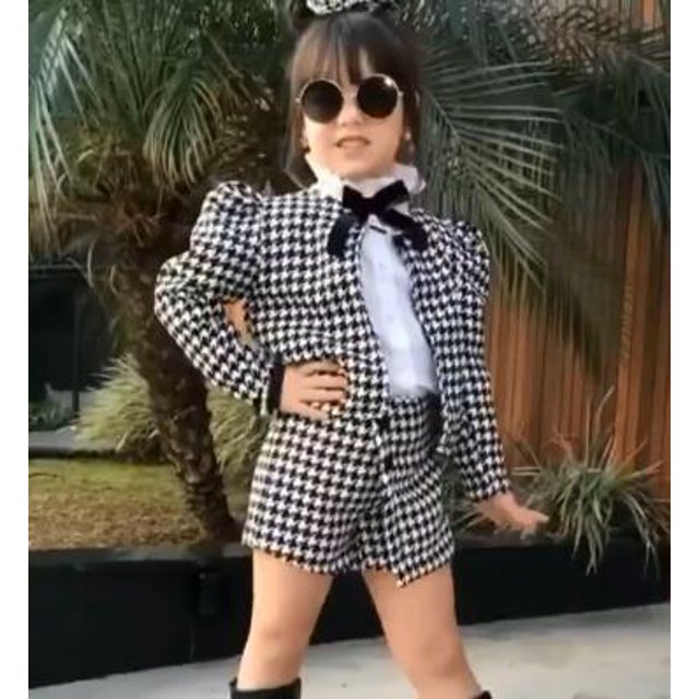 Faithtur Girls Clothes Set, Black Printed Pattern Cardigan, Shorts and Shirt