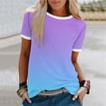 thumbnail image 5 of Haut à Manches Courtes pour Femme, Blouse Décontractée à Imprimé Dégradé avec Détail Patchwork, T-Shirt à Col Rond pour le Quotidien, 5 of 5