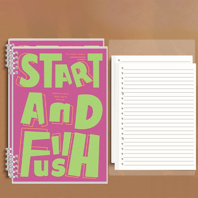 Styesk Pack Of Two, Vintage Loose-leaf Detachable Notebook, Horizontal Lines New Notepad