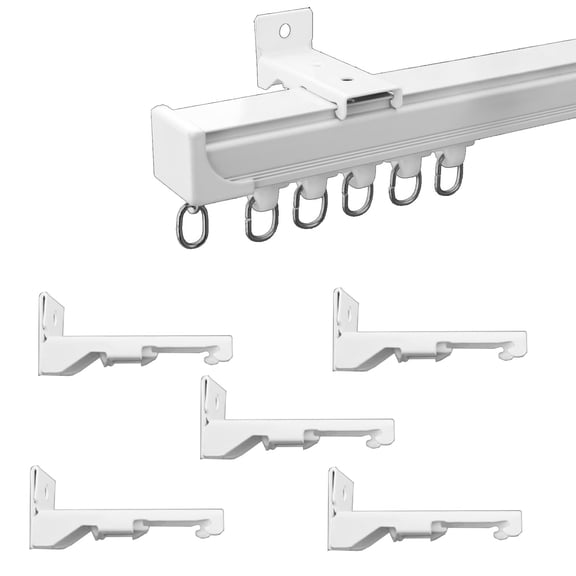 White Wall Mounting For Curtain Rail Flexible Curtains Wall Mounting Tracks 5 Pieces