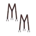 thumbnail image 1 of Buyless Fashion Bretelles Formelles pour Hommes en Sergé de Satin, Lot de 2 - Dos en Y Ajustable à 6 Pinces de 48 Pouces - Bout en Cuir de 1 1/4 Pouces, 1 of 7