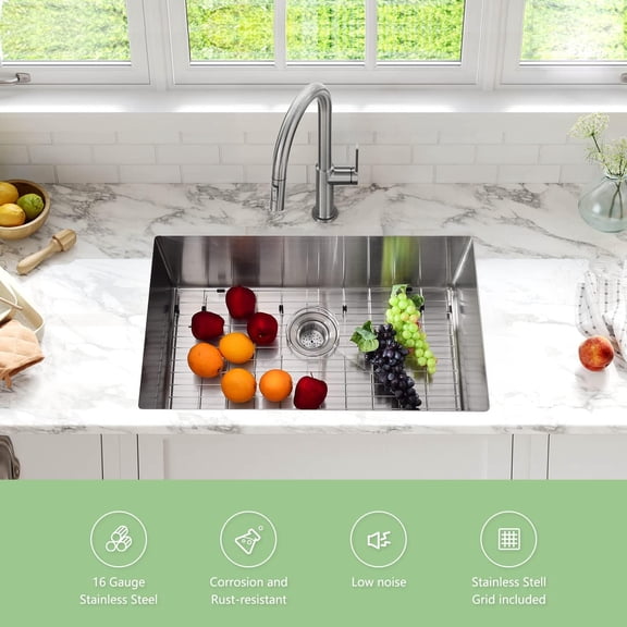 BeesClover Stainless Steel 304 Undermount Kitchen Sink for Contemporary Kitchens