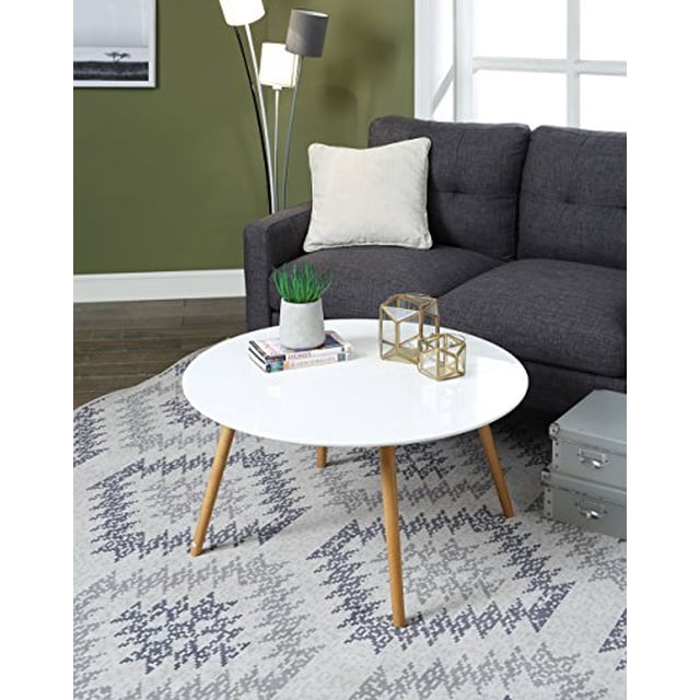 Convenience Concepts Oslo Round Coffee Table, Glossy White