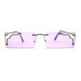 thumbnail image 1 of Retro Metal Geometric Deco Tip Rimless Sunglasses Silver Purple, 1 of 4