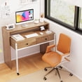 thumbnail image 4 of Gymax Extendable Computer Desk w/ 2 Storage Drawers & Monitor Shelf, 4 of 10
