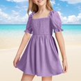 thumbnail image 2 of Robe pour Fillette à Manches Bouffantes, Robe d'Été de Princesse pour Fête, Robe Trapèze Smockée pour Filles, Robe de Mariage, 2 of 5