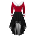 thumbnail image 1 of TJAZFJPA Robe de Ballet Femme Noël Patchwork Col en V Panneau Manches Longues Col en V Robe Asymétrique Noire Robe d'Invité de Mariage Longues Robes pour Femmes Fête, 1 of 7