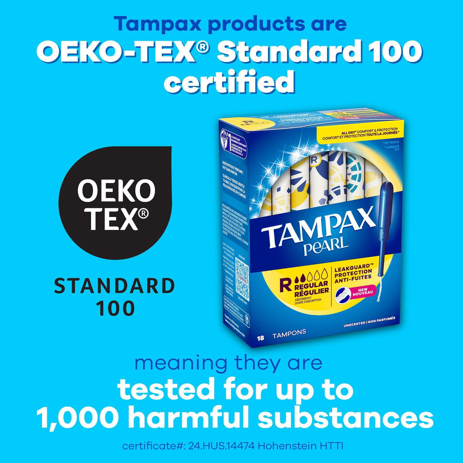 Tampax Pearl Tampons, with LeakGuard Braid, Super Plus Absorbency, Unscented18 count