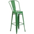 thumbnail image 1 of 30'' High Green Metal Indoor-Outdoor Barstool with Back, 1 of 9