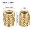 thumbnail image 2 of Uxcell Knurled Insert Nut M3 x 6mm L x 5mm OD Female Thread Brass Embedding Nut 60 Pack, 2 of 5