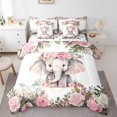 thumbnail image 1 of YST, Cute Elephant, Comforter Set, Floral, 7-Piece, Cherry Blossoms, Pink, Botanical, Queen Size, 1 of 4